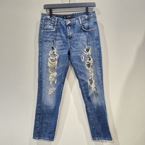 Zara Trafaluc | Distressed Blue Denim Jeans  Size 4